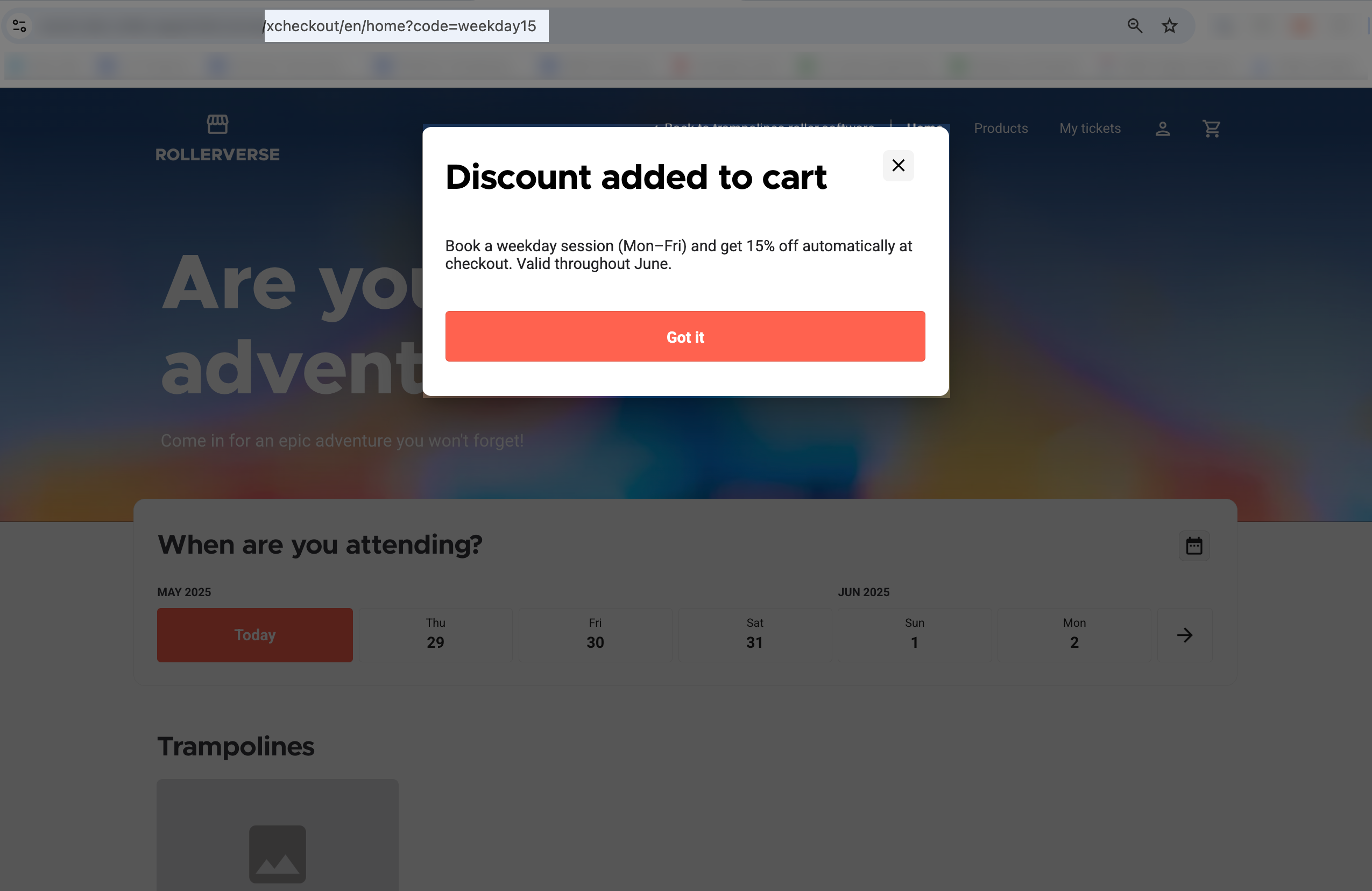 discount code in checkout