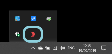 ROLLER Connect in task tray